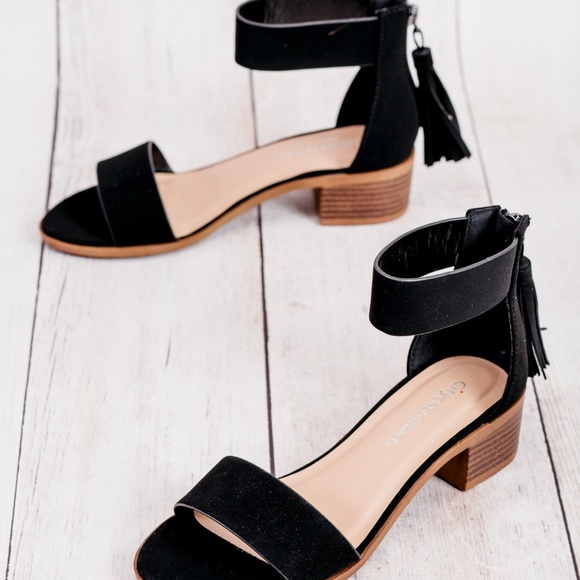 Black Ankle Strap Sandals - Picture 4 of 8